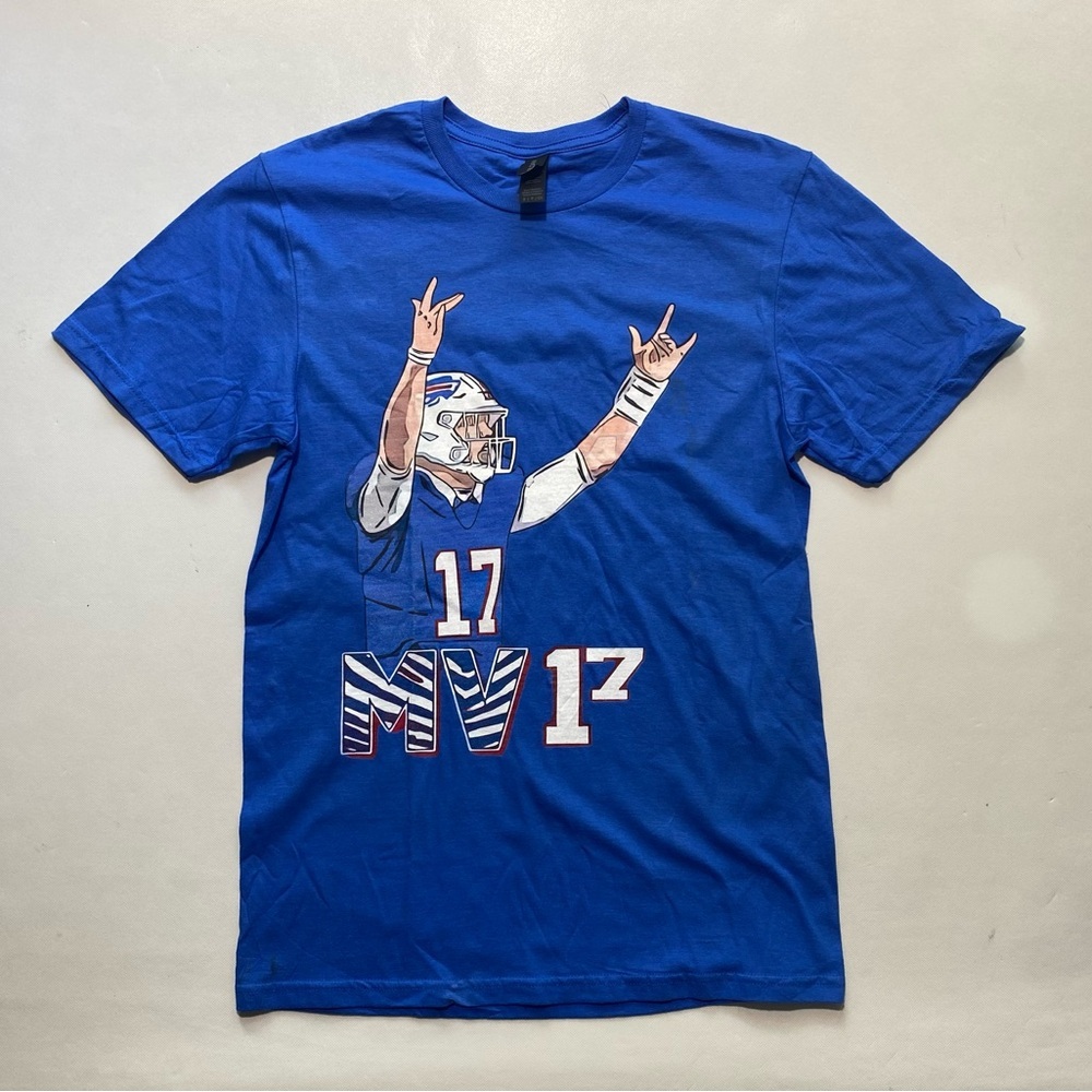NEW-Gildan Mens Size S Josh Allen Buffalo Bills Cotton ShortSleeve T-Shirt Blue - Picture 1 of 7